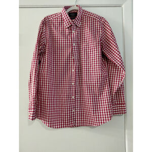 Men's Charles Tyrwhitt Button Up Dress Shirt Slim Medium Red Plaid Long Sleeve